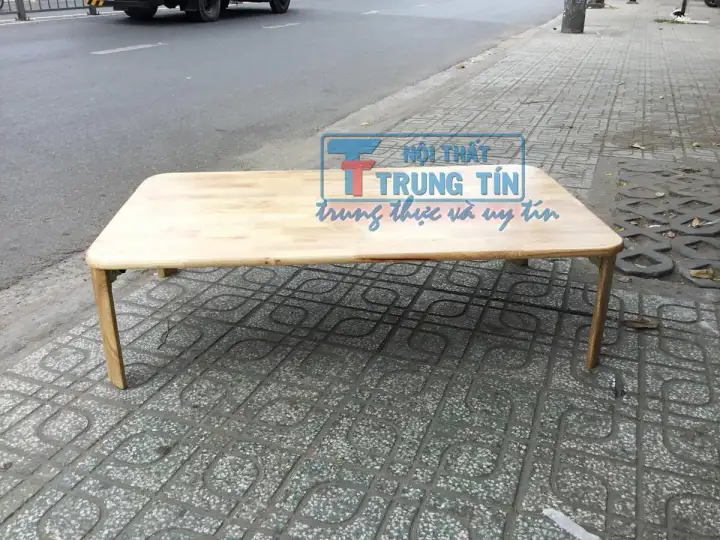 [HCM]Bàn ăn ngồi bệt - bàn ăn chân gấp 120x70 cm gỗ cao su màu tự nhiên