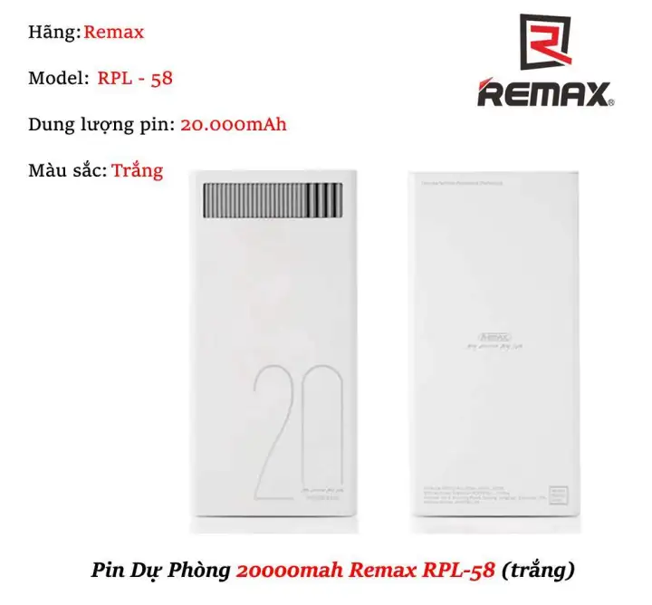 [HCM]Pin Sạc Dự Phòng Remax RPL - 58 20000mAh