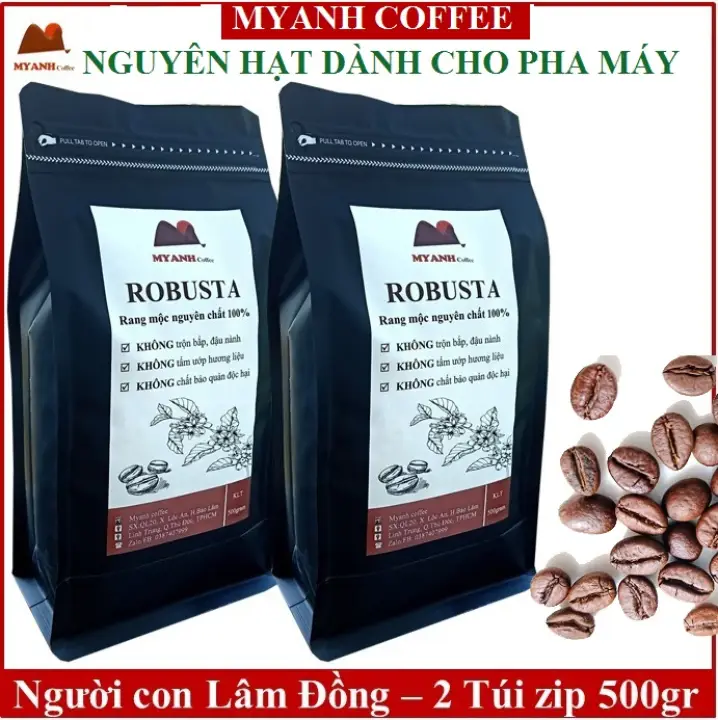 1kg cà phê rang mộc – NGUYÊN HẠT CHƯA XAY DÀNH CHO PHA MÁY – cafe sạch Lâm Đồng – Myanh coffee – Vietnamese coffee – No Brand – top1shop