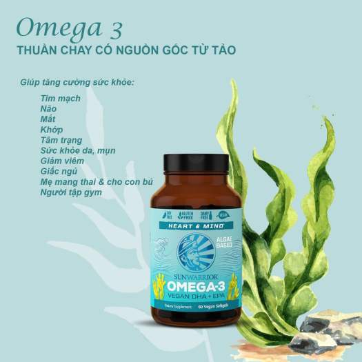 Sunwarrior Omega 3 thuần chay từ tảo lọ 60 viên - Trà đen | CoopMart