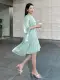 JOVEN Đầm Ngắn Babydoll Vera Tay Dài Chất Organza Thanh Lịch. 