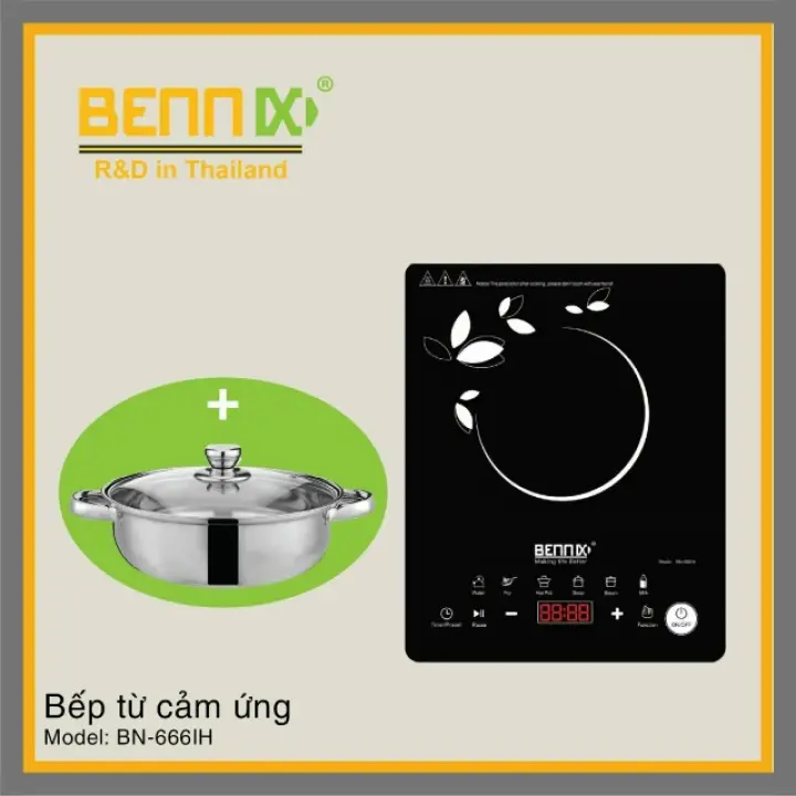 Bếp Điện Từ Bennix BN-666IH ( Tặng kèm nồi) - Công Suất 1800W - Hàng Chính Hãng