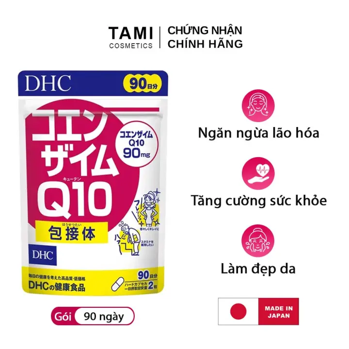 Viên uống chống lão hóa da DHC Nhật Bản Coenzyme Q10 thực phẩm chức năng bổ sung vitamin C làm đẹp da, hỗ trợ não bộ 90 ngày TA-DHC-COE90