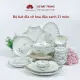 Bộ bát đĩa cao cấp Bát Tràng set 11, 16, 21 sản phẩm - Họa tiết hoa đào xanh. 