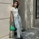 Quần jeans culottes cotton túi xéo màu nhạt LENCLOTHING 8687. 