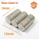 Nam châm viên tròn 15x1/2/3/4/5/10/20mm loại nam châm đất hiếm. 