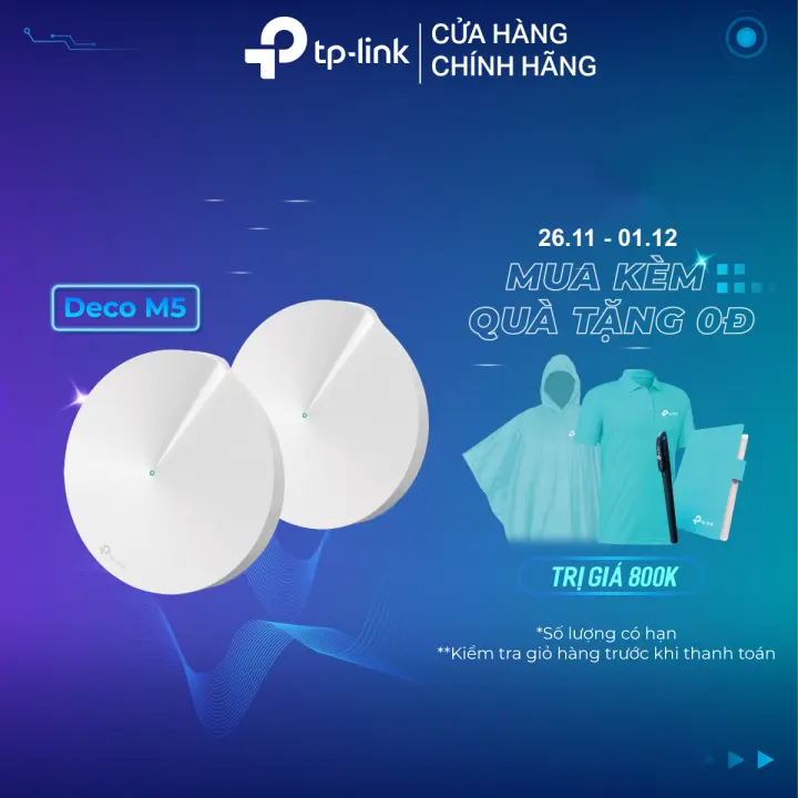 Hệ thống Wifi Mesh cho gia đình TP-Link Deco M5 (2-pack) AC1300 - Hãng phân phối chính thức