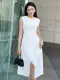 JOVEN Đầm Dài Martha Độn Vai Nhún Eo Trẻ Trung Thanh Lịch. 