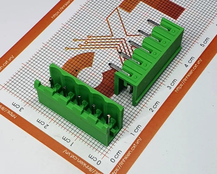 (Domino 5.08) Cầu đấu nối 5.08mm 5P chân cong - Đực hàn PCB (Terminal Block 2EDG5.08-5P)