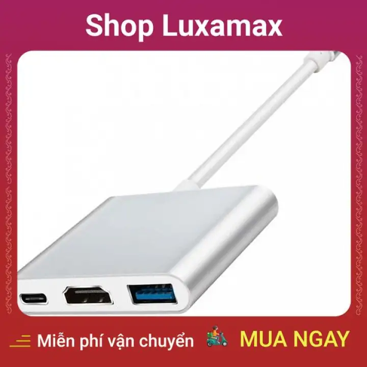 Hub chuyển đổi USB Type-C Sang USB 3.0/HDMI-Type C (Bạc) DTK26341625 - Shop Luxamax