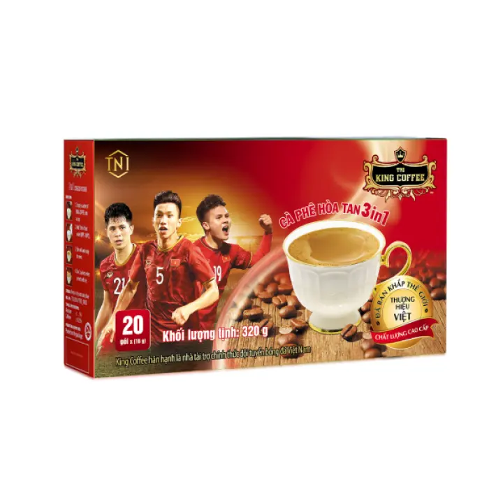 { QUÀ TẶNG HẤP DẪN + STORE CAFE}Mua Cafe hòa tan King coffee 3in1 – Hộp 20 gói x 16g (320g) bao bì bóng đá tặng 1hộp cafe Đen 15 gói – TNI KING COFFEE – top1shop