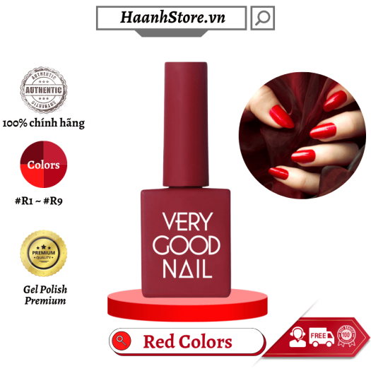 Sơn móng tay gel cao cấp Hàn quốc tone màu Đỏ Very good nail chính hãng  chất sơn đậm đặc an toàn không gây hại [1 chai] - Sơn móng |  