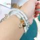 Vòng tay vòng chuỗi Ngọc Cẩm Thạch trắng nếp 5.7 li kiểu bánh xe quấn 3 vòng, phối charm túi tiền bạc, viên Cẩm Thạch Huyết | Hoa Minh Gem. 