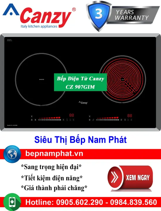 [HÀ NỘI]Bếp điện từ 2 vùng nấu Canzy CZ 907GIM