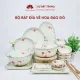 Bộ bát đĩa vẽ hoa đào đỏ cao cấp Bát Tràng. 