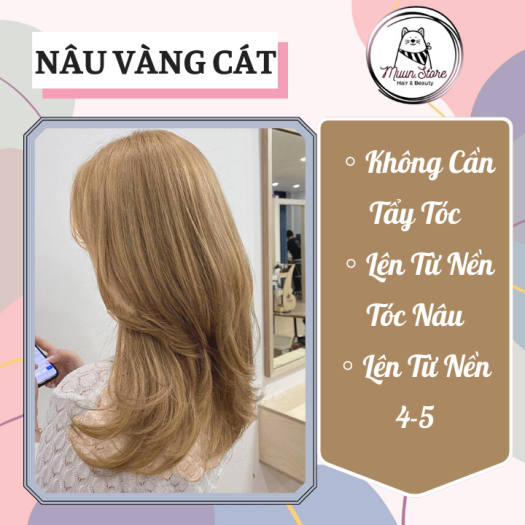 Nhuộm tóc màu vàng cát: Với gam màu vàng cát tươi sáng, bạn sẽ nổi bật giữa đám đông và trở nên tự tin hơn bao giờ hết. Hãy xem hình ảnh để cảm nhận sức hút của tông màu này!