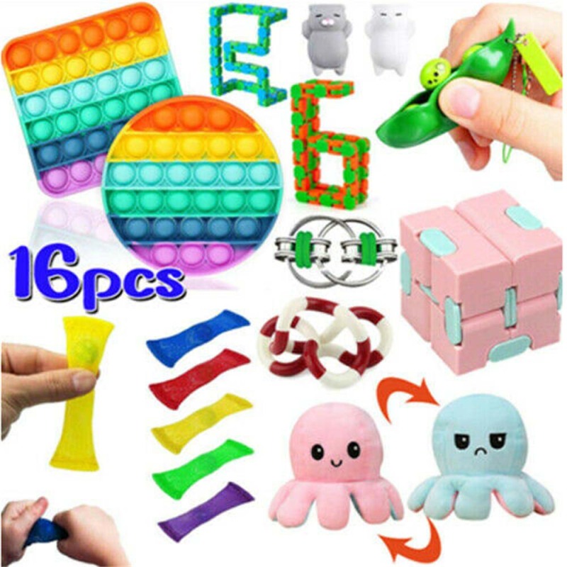 16Pack Fidget Toys Set Sensory Tools Bundle Stress Relief Hand Toy Portable Education Toys