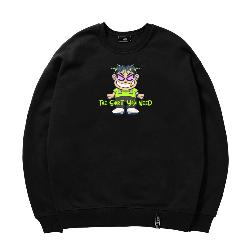 Áo sweater tsun mascot - black - unisex