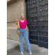 Quần jeans baggy MIEU cạp cao  cotton - JJ06. 