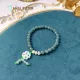 Vòng tay đá Cẩm Thạch tự nhiên băng chủng Lam Ngọc VIP size 6.8 li phối charm cỏ 4 lá bạch ngọc, bánh xe cẩm thạch | Hoa Minh Gem. 