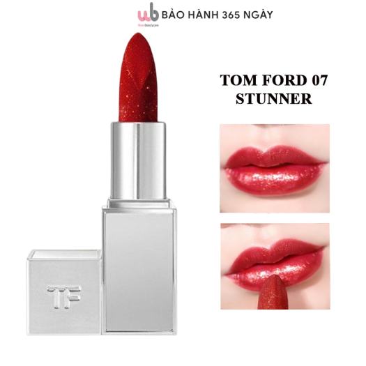 Son Tom Ford 07 Vỏ Bạc,Màu Đỏ Tươi,Ánh Kim [Chính Hãng] Stunner Lips,Điệu  Đà,Lấp Lánh,Tỏa Sáng Trên Môi Nàng, - Son bóng 