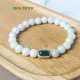 Vòng tay đá Cẩm Thạch bạch ngọc size hạt 7.7 li phối charm lu thống Ngọc cẩm thạch bọc xi vàng cao cấp | Hoa Minh Gem. 
