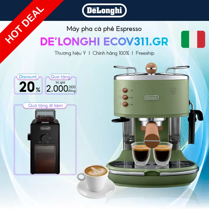 Máy Pha Cà Phê DeLonghi ECOV311 Vintage (BG/GR) - Thiết Kế Cổ Điển - Chính Hãng
