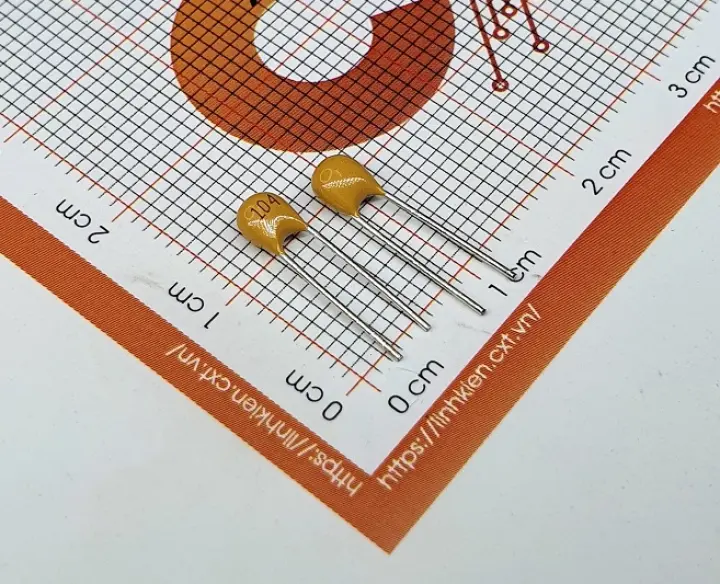 Tụ gốm vàng 2.54mm 50V các giá trị (gói 10 chiếc)