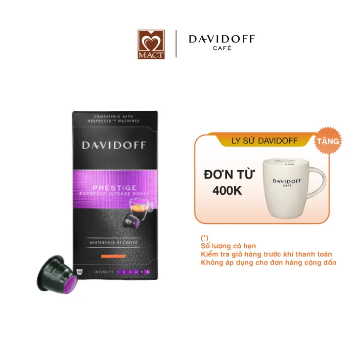 Cà phê viên nén DAVIDOFF CAFÉ PRESTIGE – 100% hạt Arabica – Thơm phảng phất, đắng đậm đà – hộp 55g – Davidoff – top1shop