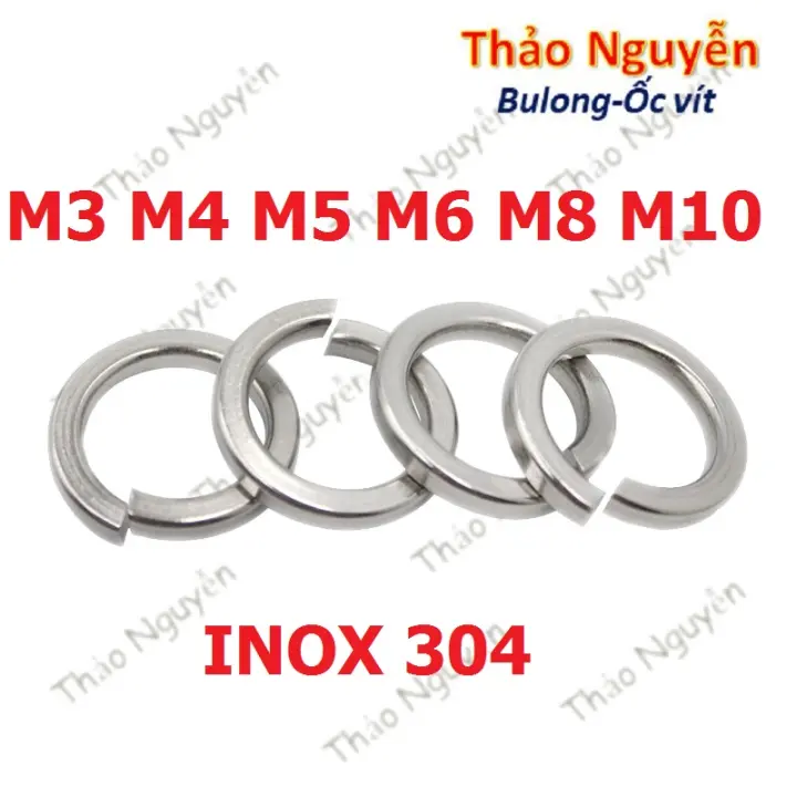 10 Con Long Đền Que , Vòng đệm vênh INOX 304 M3 M4 M5 M6 M8