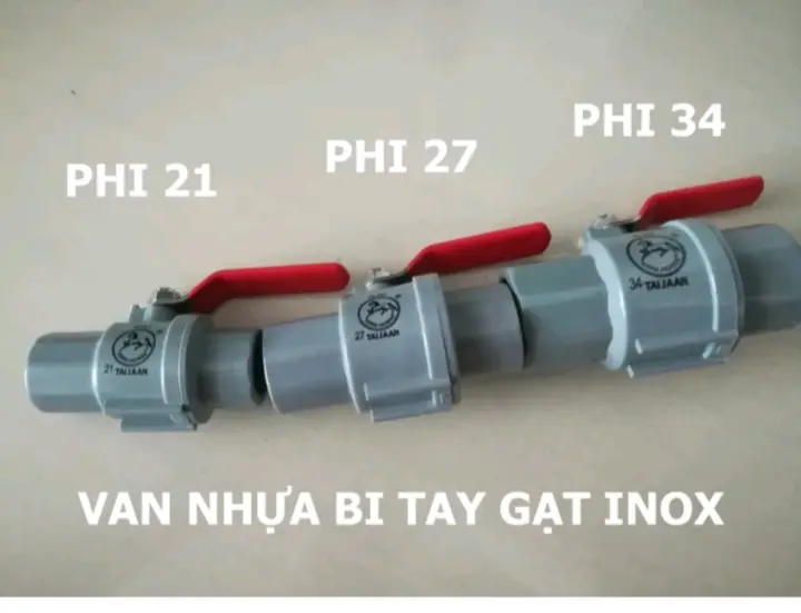 Van nhựa khoá nước, Van nhựa bi inox tay gạt, van nhựa trơn phi 21, 27, 34 Kinghorse TAIJAAN Đài Loan