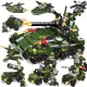 Bộ lắp ráp xếp hình Lego biệt đội xe tank xanh , Lego xe bán tải , Lego trực thăng. 