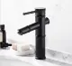 Vòi lavabo nóng lạnh giả cổ thấp màu đen MS1. 