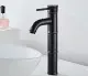 Vòi lavabo cao giả cổ nóng lạnh màu đen cao cấp MS3- dùng cho lavabo đặt bàn. 