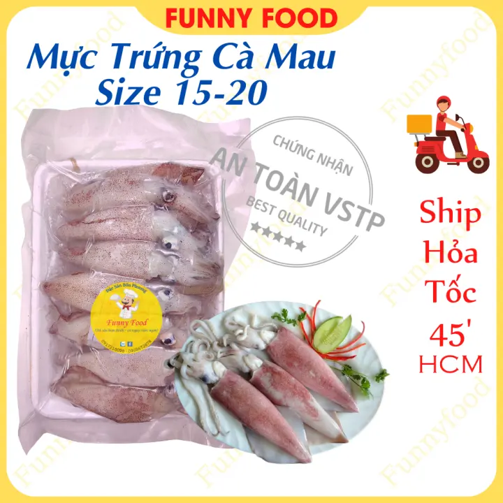 Mực Trứng Tươi Loại Lớn 15-20 con/kg – Mực Ống Trứng Cà Mau – [Ship Hỏa Tốc HCM] – FunnyFood