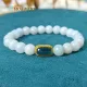 Vòng tay đá Cẩm Thạch bạch ngọc size hạt 7.7 li phối charm lu thống Ngọc cẩm thạch bọc xi vàng cao cấp | Hoa Minh Gem. 