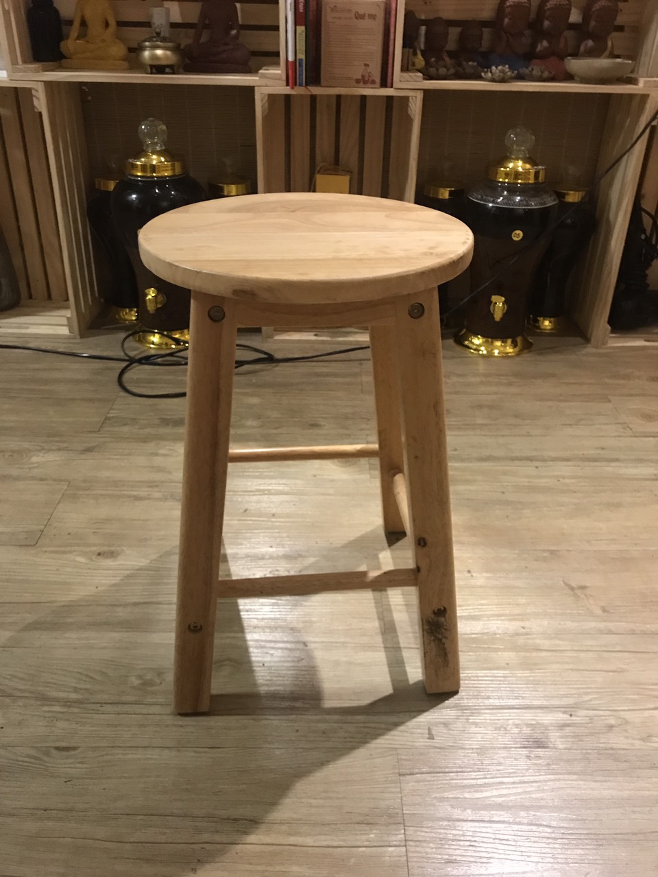 Ghế đôn gỗ mặt tròn tháo ráp 45cm