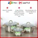[Hàng chính hãng] Bộ nồi inox 3 chiếc 5 đáy nắp kính Kangaroo KG865 - 00788643 - Mới 100%. 