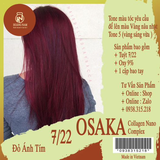 Combo thuốc nhuộm tóc OSAKA 7/22 Tím Vàng Và 0/00 + 2 Oxy 9 ,