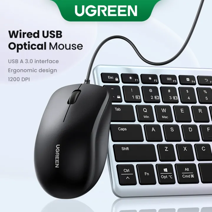 Chuột UGREEN MU007 Basic Mice Chuột USB Ba Nút MU007, 1200DPI, Dây dài 1m5, Màu Đen