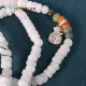 Vòng tay vòng chuỗi Ngọc Cẩm Thạch trắng nếp 5.7 li kiểu bánh xe quấn 3 vòng, phối charm túi tiền bạc, viên Cẩm Thạch Huyết | Hoa Minh Gem. 