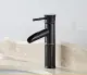 Vòi lavabo nóng lạnh giả cổ thấp màu đen MS2. 