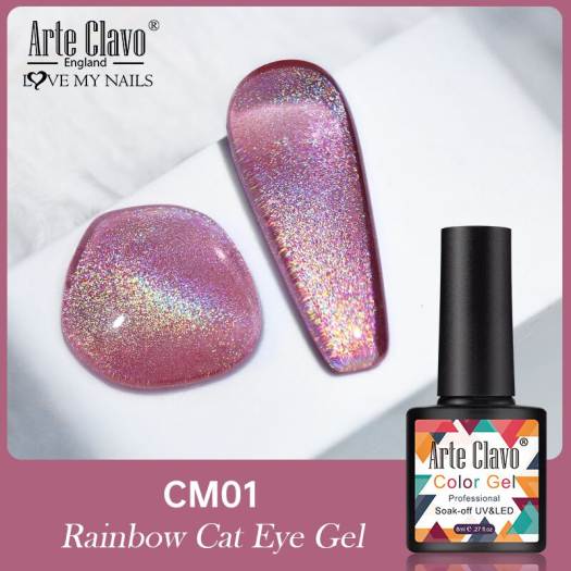 Arte Clavo 8ml Rainbow Cat Eye Gel Lak Nail Lacquer Semi Permanent Gel  Varnish Polish Nail Soak Off UV Nail Art Gel - Sơn móng 
