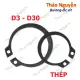Phanh trục, phe gài trục, vòng phe phi 3 - 30mm bằng thép. 