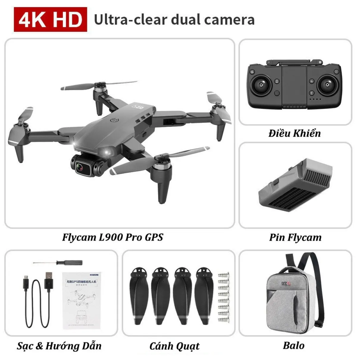 №❍♙ Flycam Mini Drone Camera 4k⚡️𝐅𝐑𝐄𝐄 𝐒𝐇𝐈𝐏⚡️ Máy bay Flycam L900  Pro Gimbal 2 Trục Camera 4KĐộng Cơ Không Chổi Than