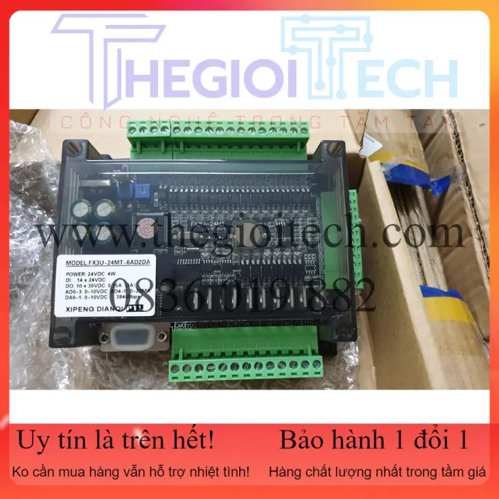 Board Mạch lập trình PLC Mitsubishi FK3U-24MT-6AD-2DA RS485 RS232 Realtime clock phát xung 4 trục