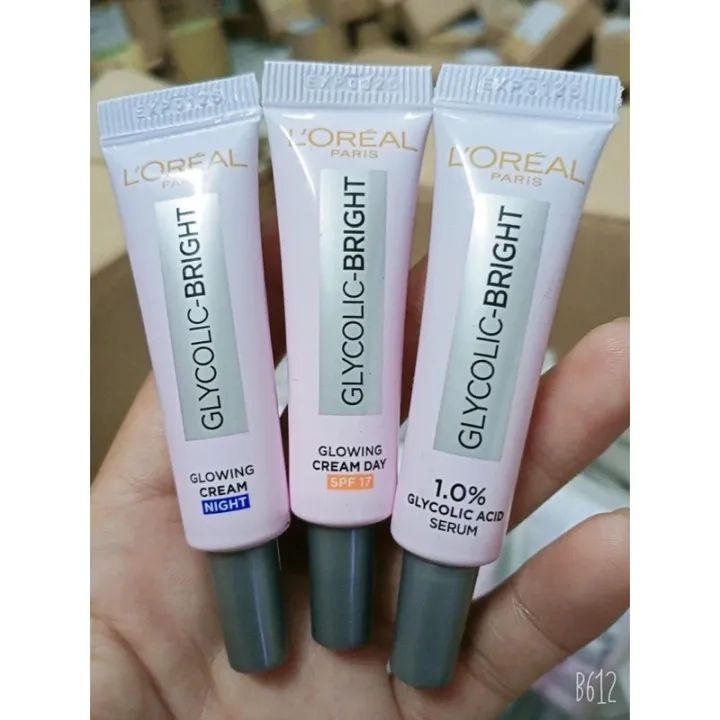 Bộ 3 Serum Kem dưỡng ngày & đêm giảm thâm nám L'Oreal Paris Glycolic Bright 7.5mlx3