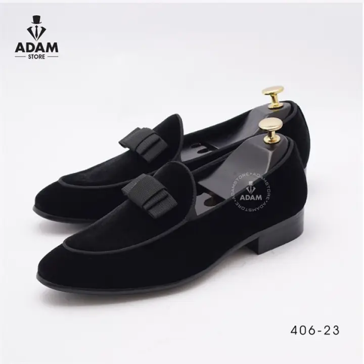 Giày nam Nhung Đen Nơ 406-23