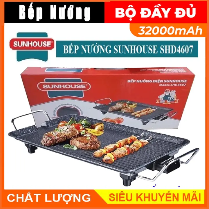 BẾP NƯỚNG ĐIỆN SUNHOSE SHD4607 Mặt bếp nướng điện phủ chống dính 2 lớp dày bền an toàn cho sức khỏe. Công suất lớn 1500W.
