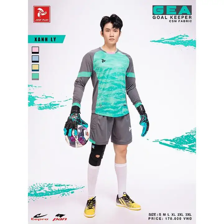 Quần áo thủ môn tay dài bộ đồ đá banh có mút đệm tay và đệm đùi bảo vệ Just Play JP GEA - Dungcusport